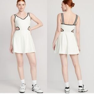 Old Navy White Active Tennis Dress with Black Trim